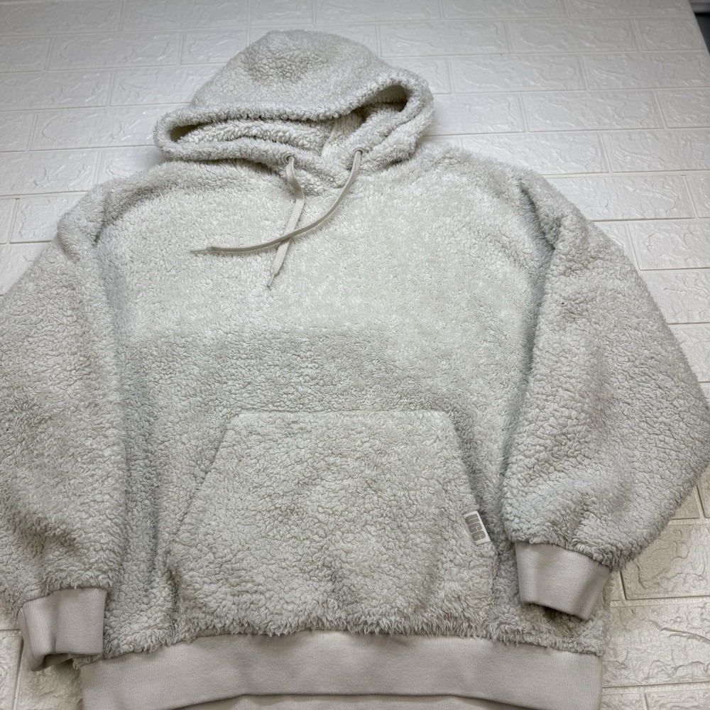 UGG Loyra Sherpa Hoodie Women's Large white Plush Fleece Soft Cozy Pullover